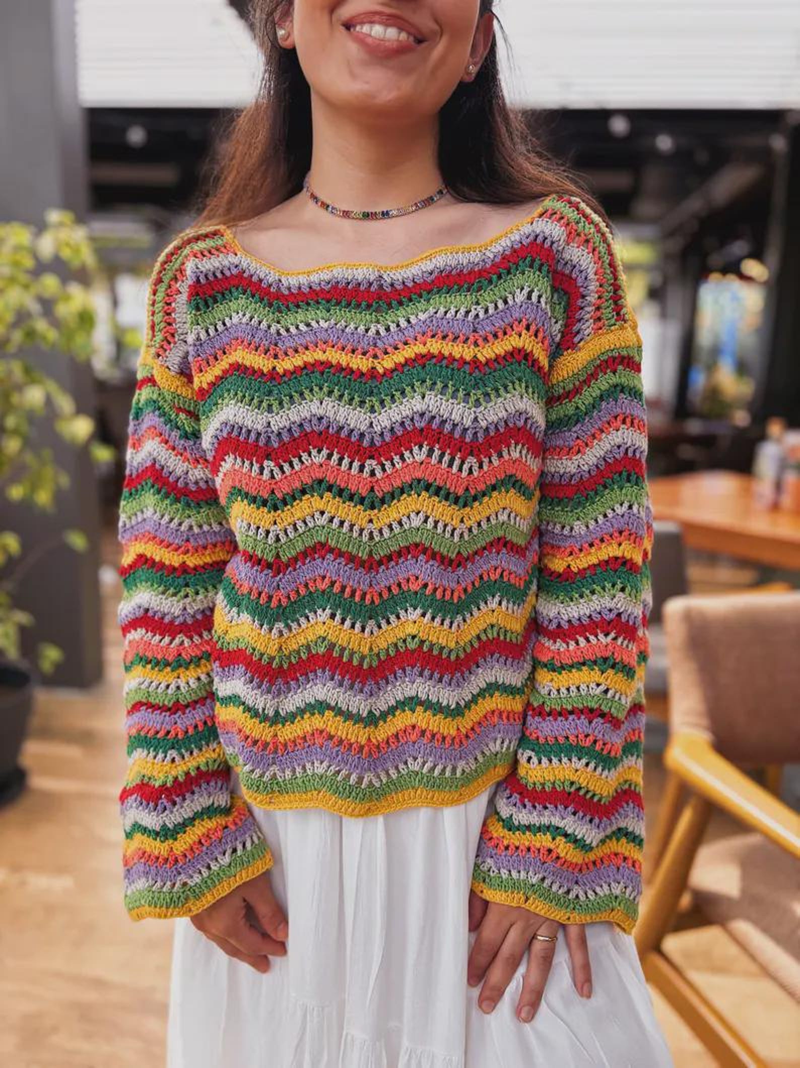 8+ Summer Crochet Sweater Colorful Summer Crochet Sweater Pattern – Long Sleeve Ripple Top