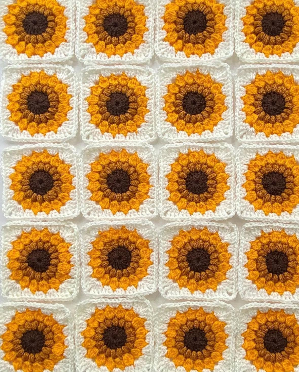 40 Sunflower Granny Square Crochet Patterns for Bright Blankets, Bags, and More 14 Crochet Sunflower Granny Square Pattern: Easy Boho