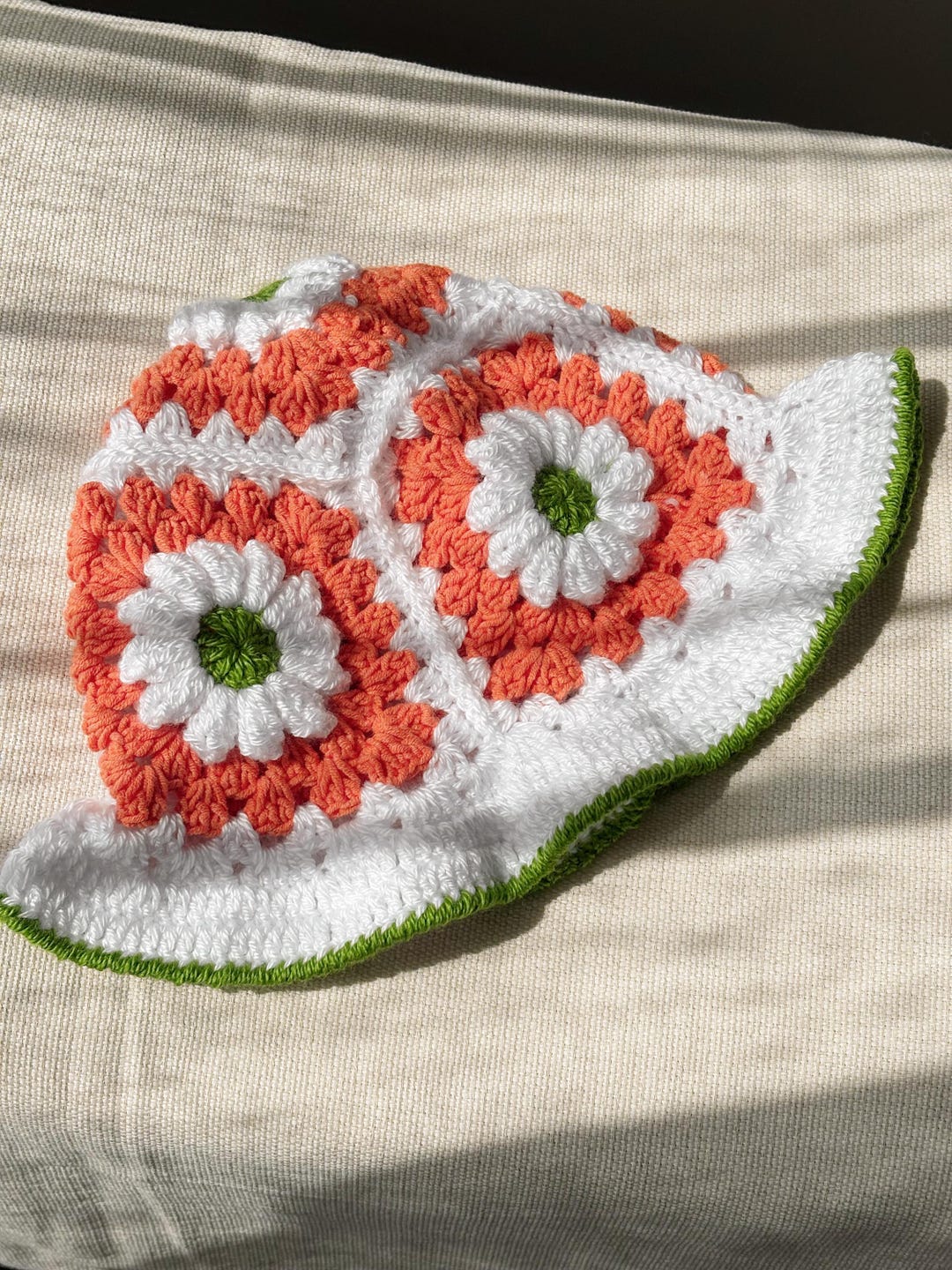 Square Ruffles Granny Square Ruffled Bucket Hat Crochet Pattern (PDF) - Etsy