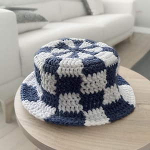 Checkered Crochet Bucket Hat Pattern: Easy Summer Style (PDF Pattern)