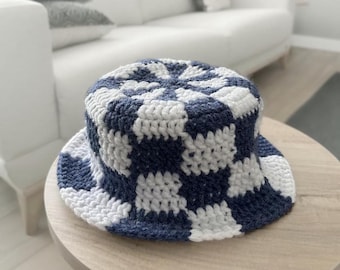 Patrón de gorro de crochet a cuadros: estilo veraniego fácil (patrón PDF)