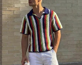 Crochet Shirt Pattern Mens: Easy Striped Design (PDF Pattern)