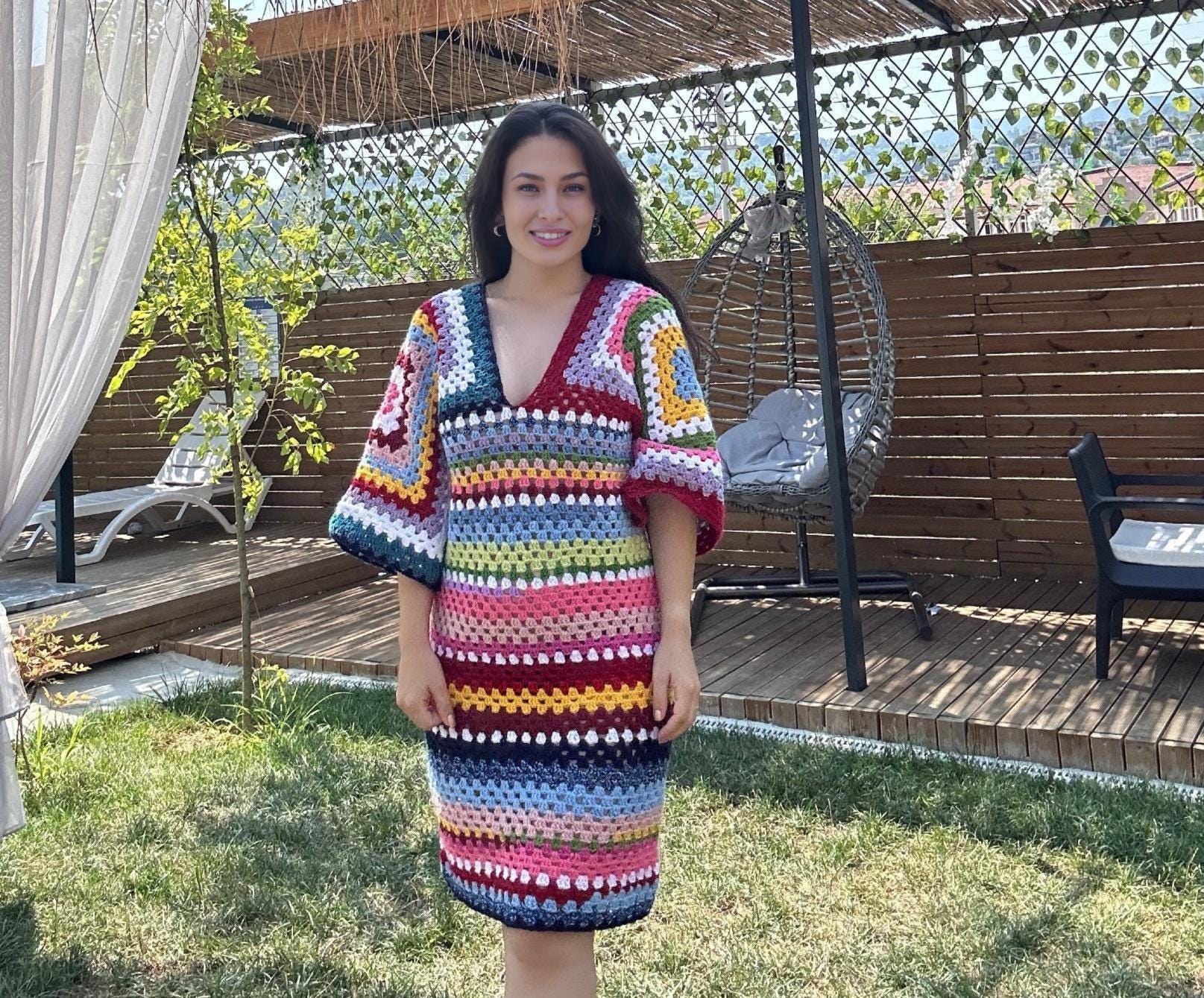 granny square crochet dress pattern Summer Crochet Dress Pattern Using Granny Stitches