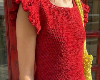 Patrón de top de verano de ganchillo estilo vintage: Camiseta de mujer (Descarga en PDF)