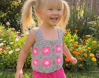 Crochet Flower Crop Top Pattern: Toddler Granny Square Top (Digital PDF)