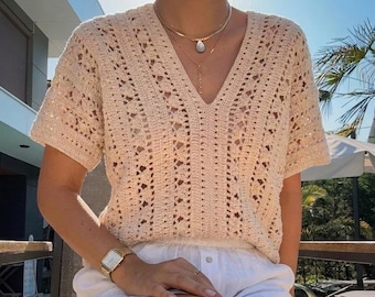 Crochet Summer Top Pattern: Vintage Style Blouse (PDF Download)