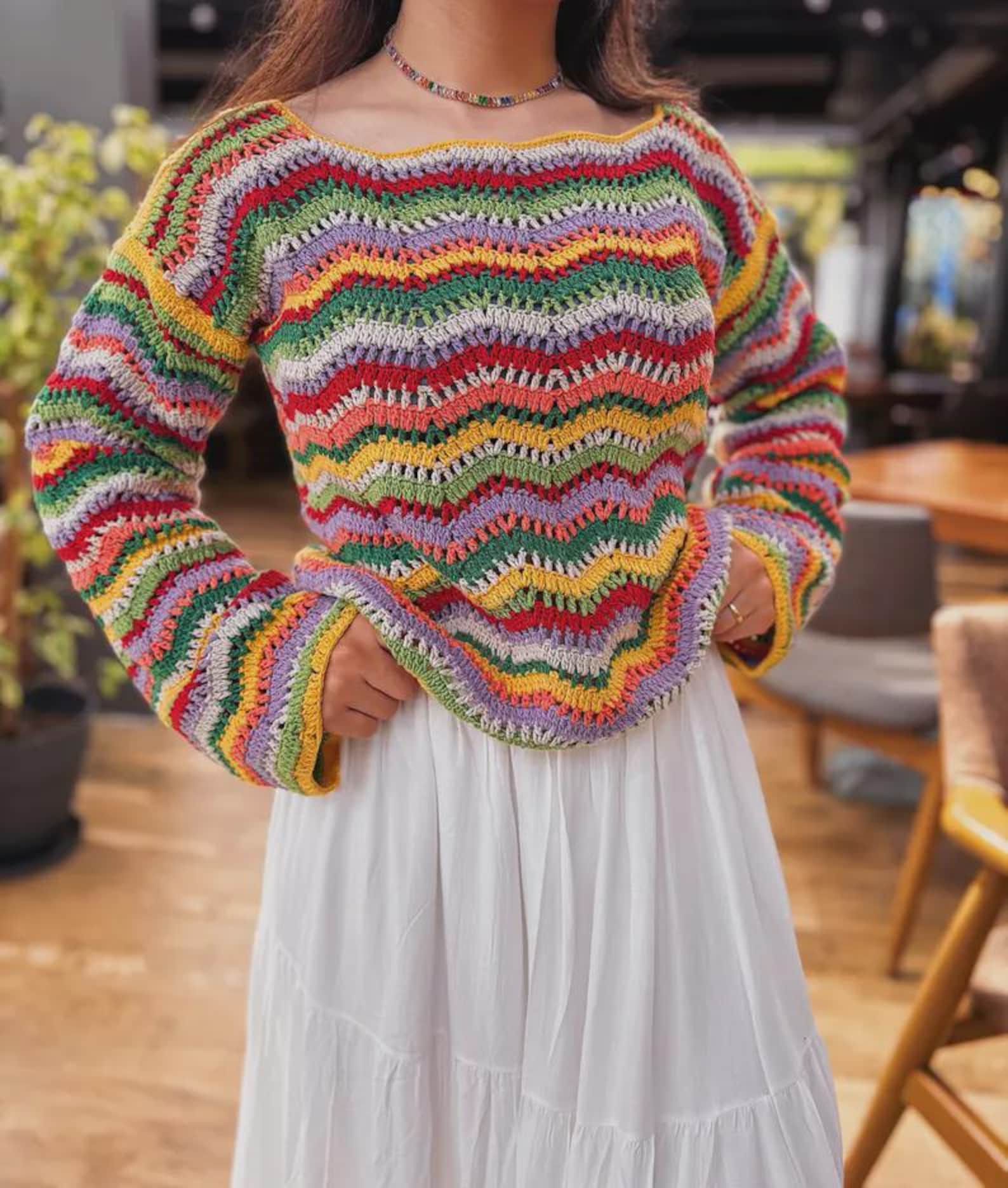 8+ Summer Crochet Sweater Colorful Summer Crochet Sweater Pattern – Long Sleeve Ripple Top