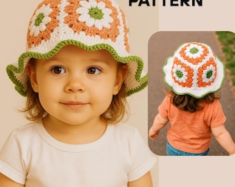 Patrón de crochet para gorro de pescador con volantes de la abuela (PDF)