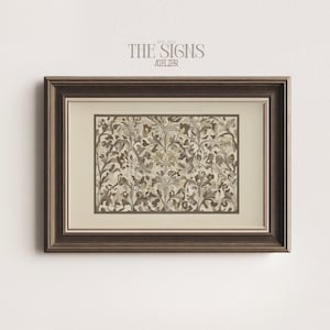 Neutral Tapestry Wall Art, Vintage Textile Art Print, Living Room Wall Art, Country Farmhouse Decor | Digital Download Printable Wall Art