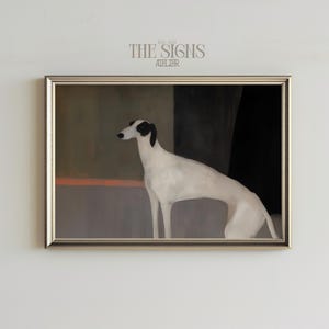 Vintage Greyhound-Hund Gemälde Wandkunst, Hundeliebhaber Kinderzimmer Kunstdruck, antike Vintage Malerei | Digitaler Download druckbare Wandkunst
