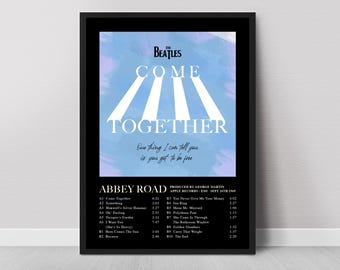 The Beatles "Come Together" from Abbey Road - Poster/Wall Art/Digital Music Print. Celebrate the music of Paul, John, Ringo & George
