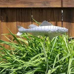 Metal Perch Garden Stake: Rustic Fishing Decor, Fisherman Gift image 1