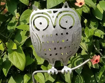 Metal Owl Garden Stake: Sun & Moon Yard Art