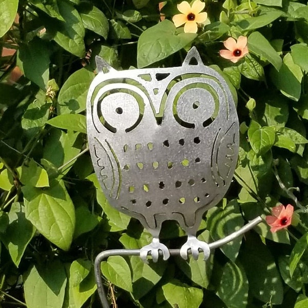 Owl Metal Garden Stake, Sun and Moon Yard Art, Whimsical Owl Gift, Steel Owl, Garden Gift