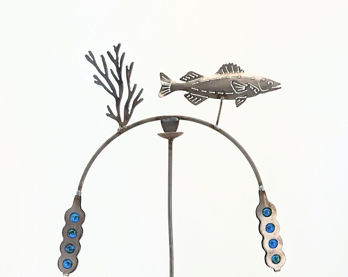 Walleye Balancing Ornament, Garden Stake, Fisherman Gift, Rustic Yard