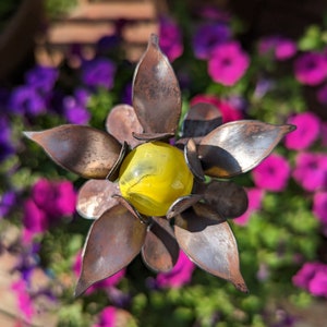 Metal Flower Garden Stake, Yard Art, 11th Anniversary Gift, Housewarming Gift