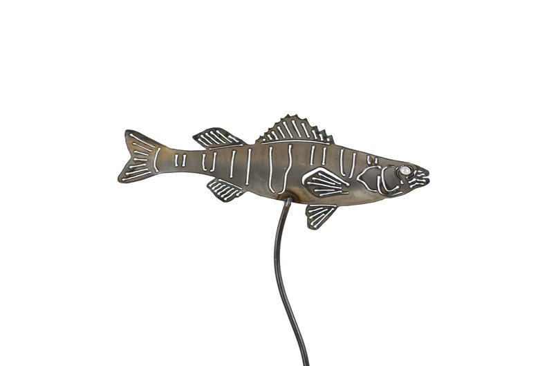 Metal Perch Garden Stake: Rustic Fishing Decor, Fisherman Gift image 4