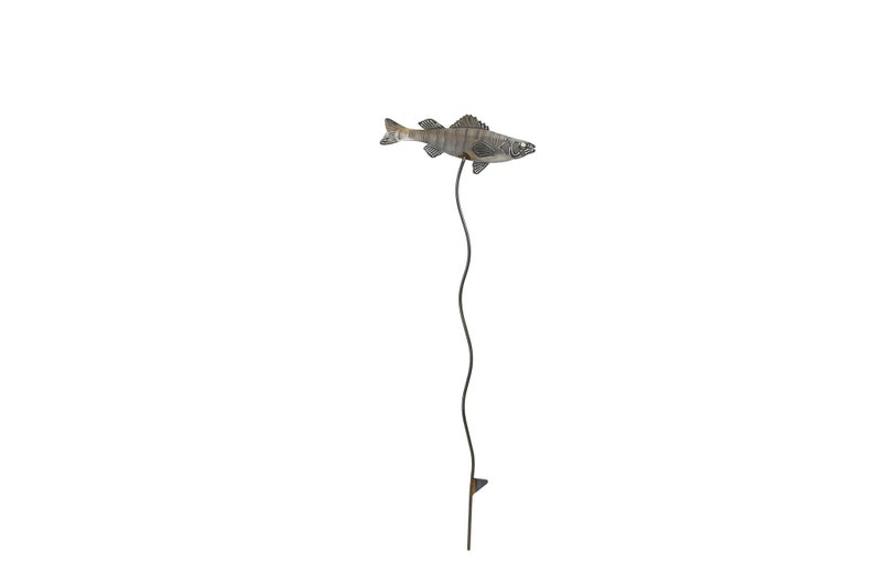 Metal Perch Garden Stake: Rustic Fishing Decor, Fisherman Gift image 3