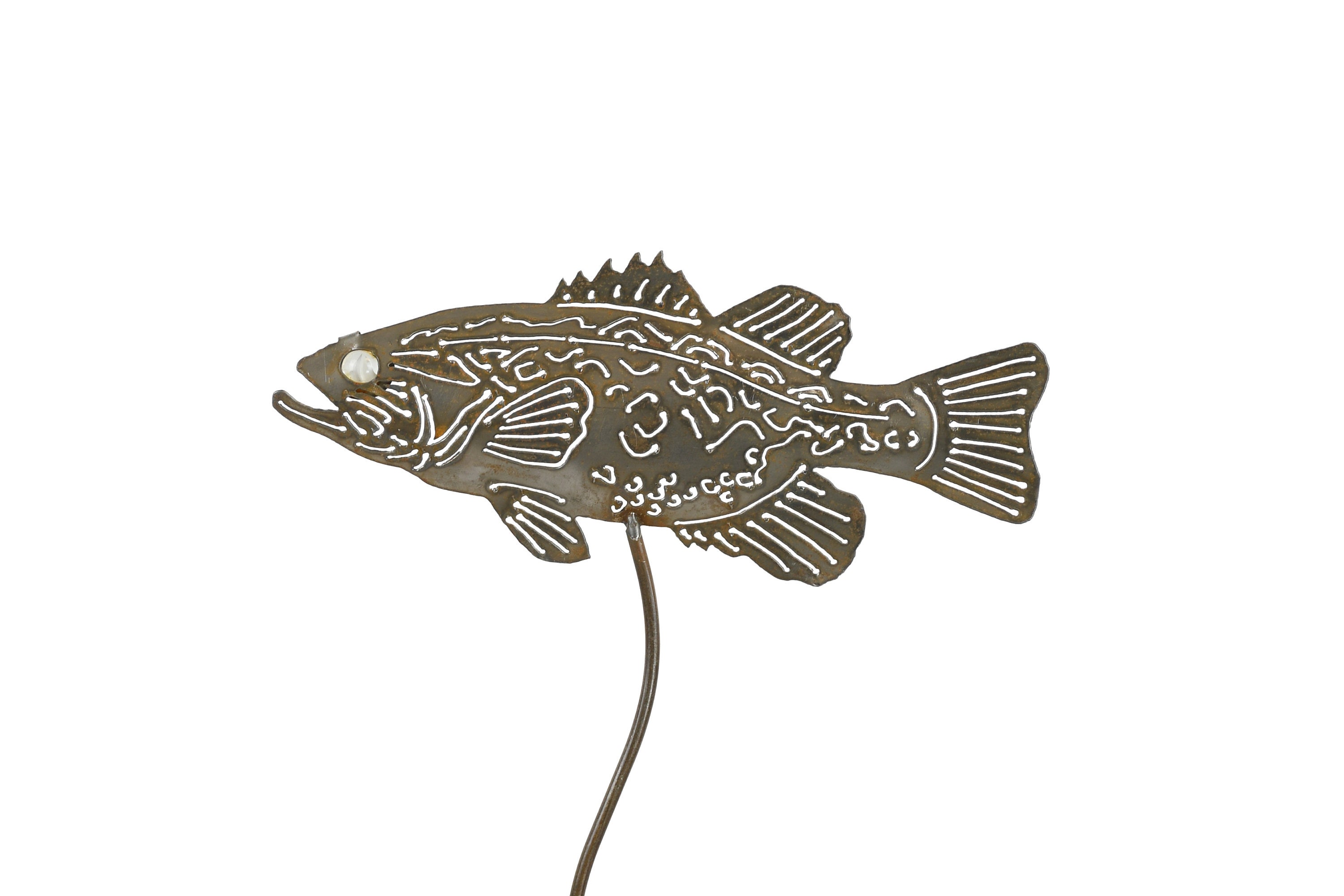 Large Mouth Bass,garden Stake,fish Sculpture,fishing Decor,fisherman Gift,  Lake Fish Metal Art, Fish Garden Stake, Fishing Gift, Panfish Art -   Hong Kong