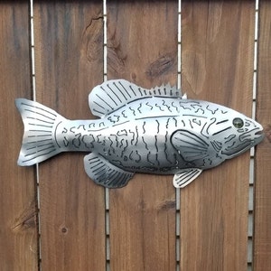 Small mouth bass metal art wall hanging large size