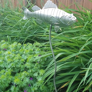 Metal Perch Garden Stake: Rustic Fishing Decor, Fisherman Gift image 2
