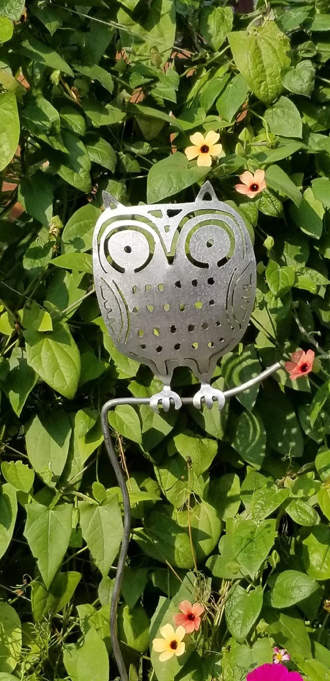 Owl Metal Garden Stake, Sun and Moon Yard Art, Whimsical Owl Gift