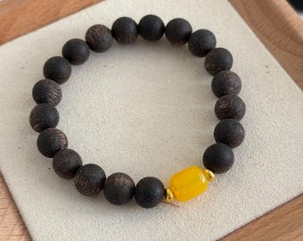 Natural Agarwood Bracelet | 100% Genuine Aloeswood Beads | Meditation Zen Jewelry | Calm Scent Oud Wood Bracelet | Gift for Mindfulness