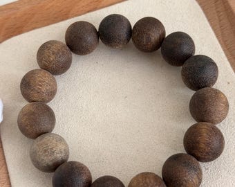 NATURAL Agarwood Bracelet | 100% Genuine Aloeswood Beads | Calmness Gift  |  Meditation Mala Bracelet | 14-16mm