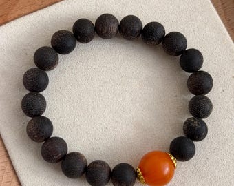 NATURAL Agarwood Bracelet | 100% Genuine Aloeswood Beads | Calmness Gift  |  Meditation Mala Bracelet | 8-9mm