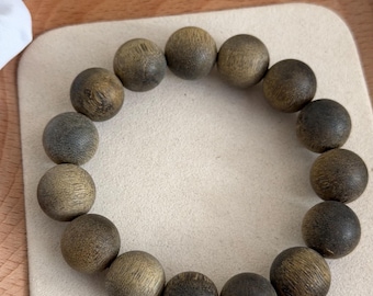 NATURAL Agarwood Bracelet | 100% Genuine Aloeswood Beads | Calmness Gift  |  Meditation Mala Bracelet | 14-16mm