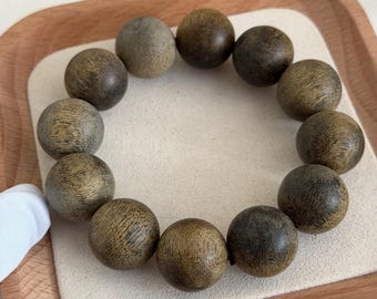 NATURAL Agarwood Bracelet | 100% Genuine Aloeswood Beads | Calmness Gift  |  Meditation Mala Bracelet | 18-20mm
