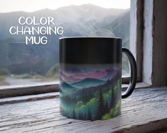 Magische Waldlandschaft Becher, Farbwechsel Becher, 11 Unzen, Weihnachtsgeschenk, Geschenk für Sie
