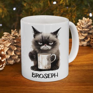Gepersonaliseerde keramische mok Grumpy Cat – koffiekopje met aangepaste naam