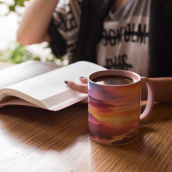 Mountain Sunset Color  Mug - 11oz Ceramic Coffee Mug