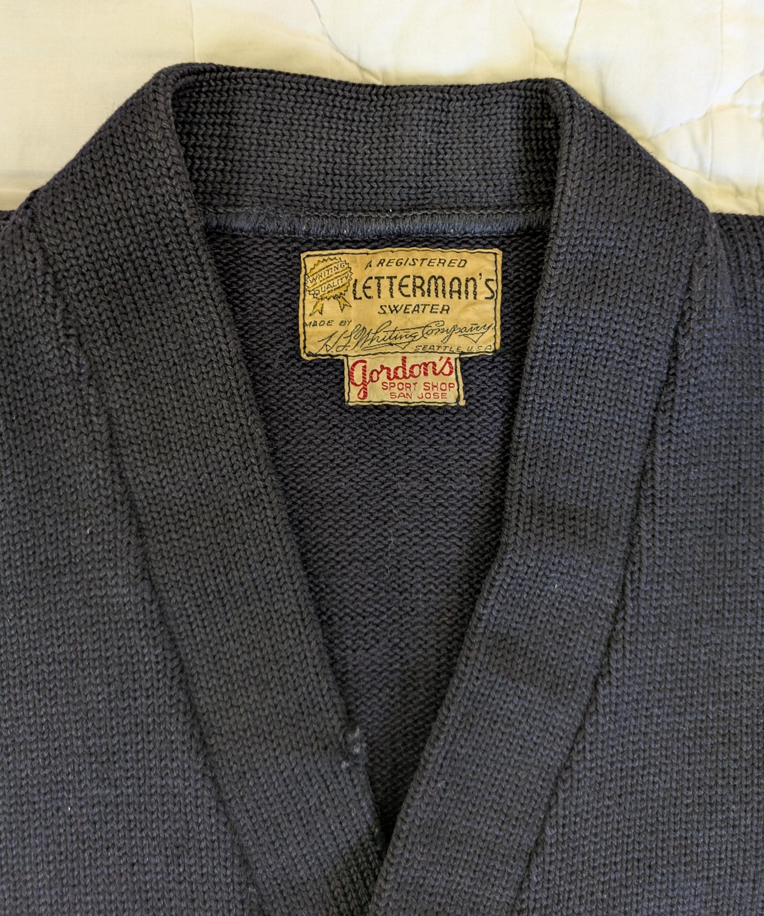 Vintage 1940's-1950's H.L. Whiting Letterman Cardigan With