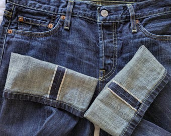 Vintage 2000's Levi's Low Rise 501 Selvedge Denim Jeans Size 30x32