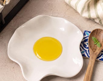 Ceramic Sunny-Side-Up Egg Yolk Spoon Rest, Kitchen Decor Holder