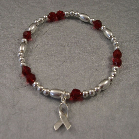 Multiple Myeloma Awareness Bracelet Swarovski Austrian Crystals and  Sterling Silver Beads
