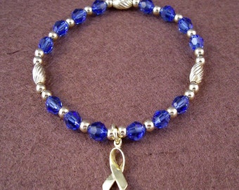 Colon Cancer Awareness Bracelet - Swarovski Austrian Crystals and 14kt Gold Filled Beads
