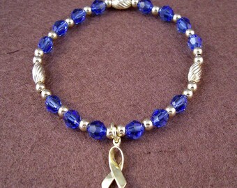Colon Cancer Awareness Bracelet - Swarovski Austrian Crystals and 14kt Gold Filled Beads