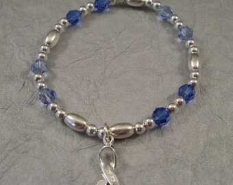 Arthritis Awareness Bracelet - Swarovski Austrian Crystals and Sterling Silver Beads