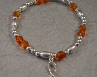 Leukemia Awareness Bracelet - Swarovski Austrian Crystals and Sterling Silver Beads