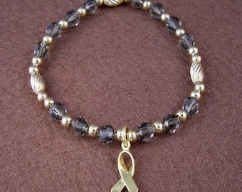 Brain Cancer Awareness Bracelet - Swarovski Austrian Crystals and 14kt Gold Filled Beads