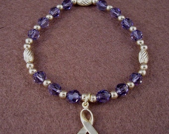 Stomach and Esophageal Cancer Awareness Bracelet - Swarovski Austrian Crystals and 14kt Gold Filled Beads