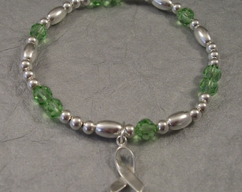 Lymphoma Awareness Bracelet - Swarovski Austrian Crystals and Sterling Silver Beads