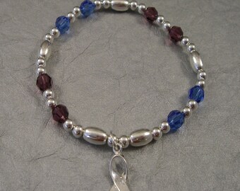 Crohn's Awareness Bracelet - Swarovski Austrian Crystals and Sterling Silver Beads