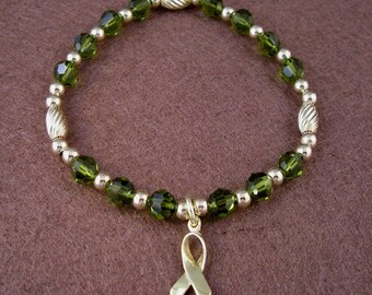Kidney Cancer Awareness Bracelet - Austrian Crystals and 14kt Gold Filled Beads
