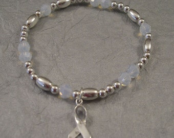 Bone Cancer Awareness Bracelet - Swarovski Austrian Crystals and Sterling Silver Beads