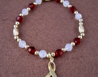 Head, Neck and Throat Cancer Awareness Bracelet - Swarovski Austrian Crystals and 14kt Gold Filled Beads