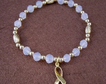 Bone Cancer Awareness Bracelet - Swarovski Austrian Crystals and 14kt Gold Filled Beads